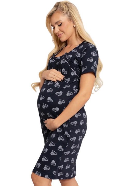 Camasa alaptat, Hearts, Din bumbac, Cu nasturi oblici, Masura XXL, Black