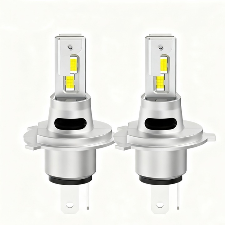 Комплект от 2 LED крушки H4 за кола, 60W, 4800LM, 12V, 50000 H, охлаждане с вентилатор, бърз монтаж Plug and Play