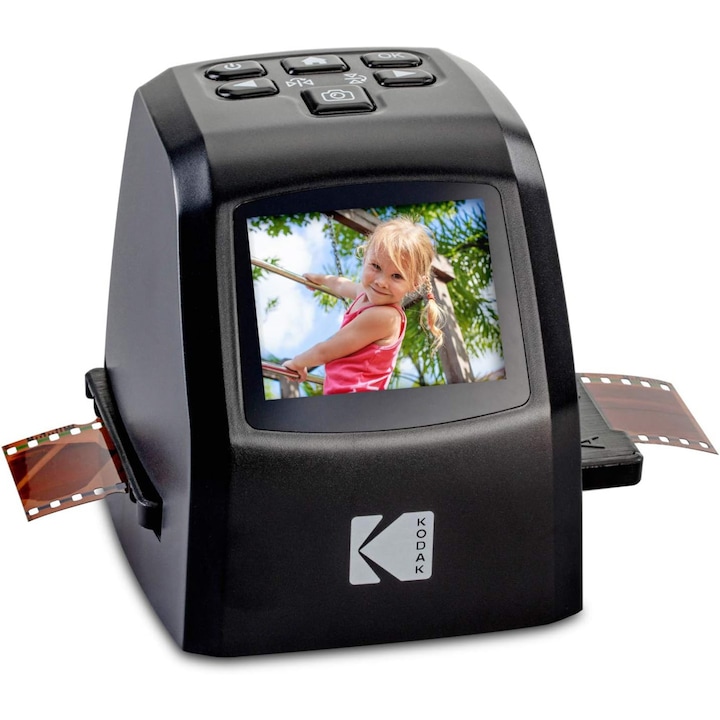 Mini Scanner digital Kodak, 14 MP pana la 22 MP, pentru film/diapozitive, display 2.4” wide, digitalizeaza pozele vechi, transfer rapid prin USB-C sau HDMI, ajustare culori si luminozitate, stocare pe