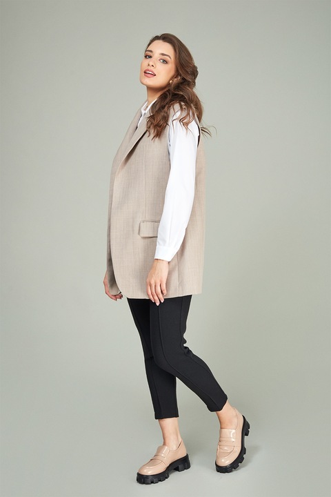 Ema\T, Vesta cu revere decupate, Maro nisip, L-XL