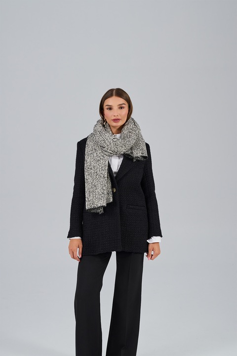 Ema\T, Fular din lana, Negru, Alb murdar