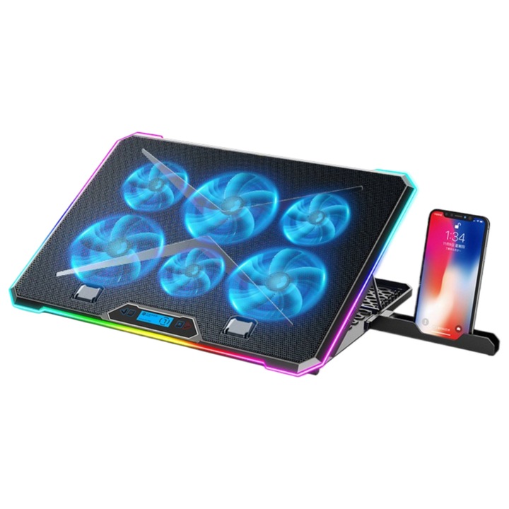 Cooler pentru notebook, suport de racire RGB pentru laptop