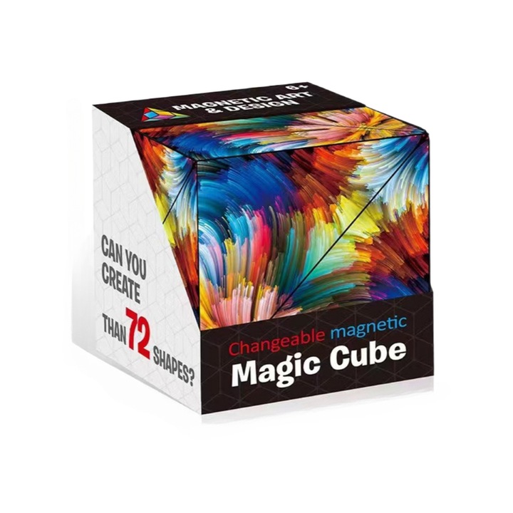 Cub magnetic geometric 3D pentru copii: o jucarie educativa si de antrenament mental (Magnetism-Fireworks)