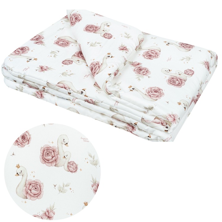 Paturica pentru pat bebelus, Bonjour Cherie, 75x100 cm, 100% bumbac premium, antialergic