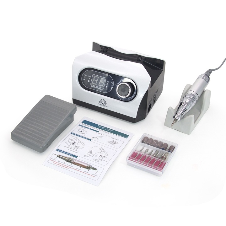 Електрическа пила за маникюр и педикюр Global Fashion 50000 оборота в минута 80W, ZS-717 - Бял