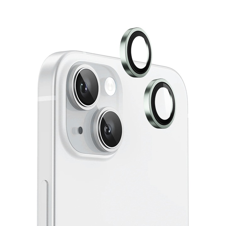 Folie telefon Blueo Metal Frame Lens Protector Negru pentru iPhone 15 / iPhone 15 Plus