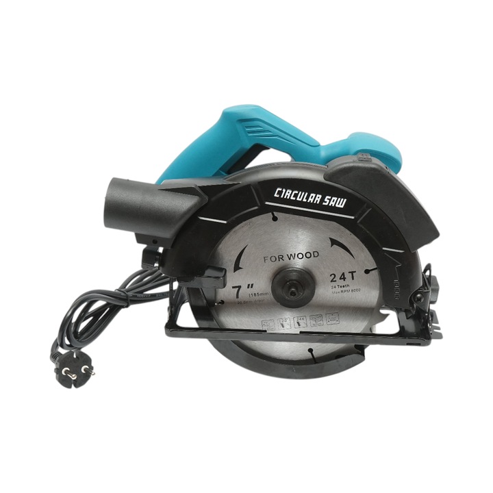 Fierastrau circular de mana cu laser 1050W, 220V, disc 185mm, taiere unghi 0-45°, 5000 rpm