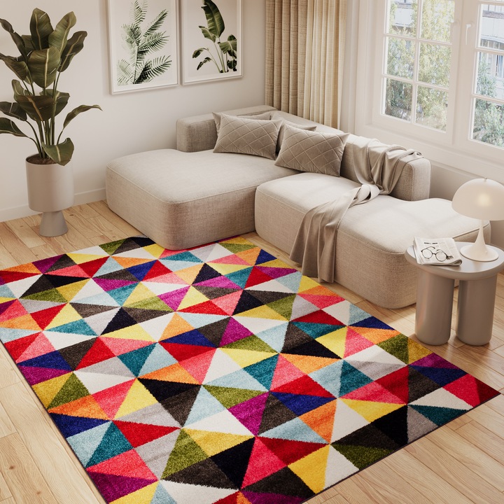 Covor, Tapiso, Salsa, 160 x 220 cm, Multicolor, OEKO-TEX, Inaltime Fir 9 mm, Pentru Living, Dormitor, Rezistent La UV, Rezistent La Pete, Lavabil, Usor de curatat, Rezistent La Intemperii, Impermeabil, Moale La Atingere