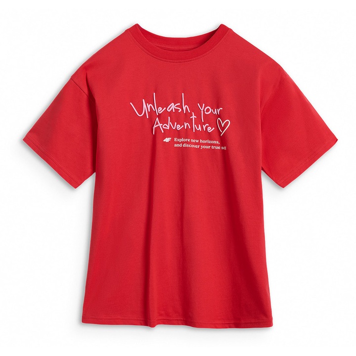 4F Junior pamut Sportstyle polo, 546499, Piros, 164 CM