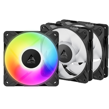 Ventilator PC Arctic P12 Pro A-RGB, kit 3 ventilatoare 120 mm PWM, 600 - 3000 rpm, Negru