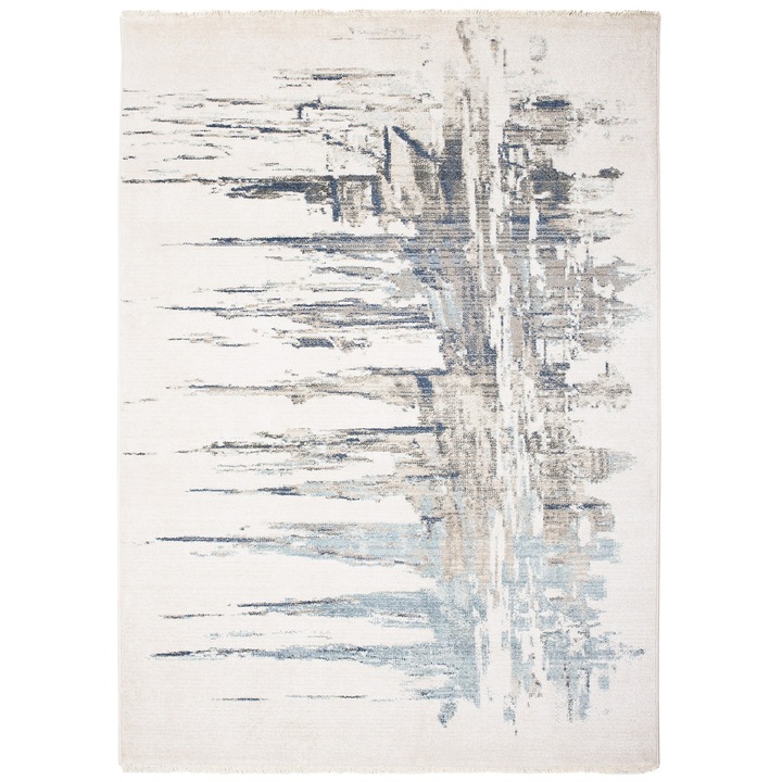 Covor Tapiso Rivioli, Crem/Albastru, 200x305cm, Rezistent la UV, Lavabil