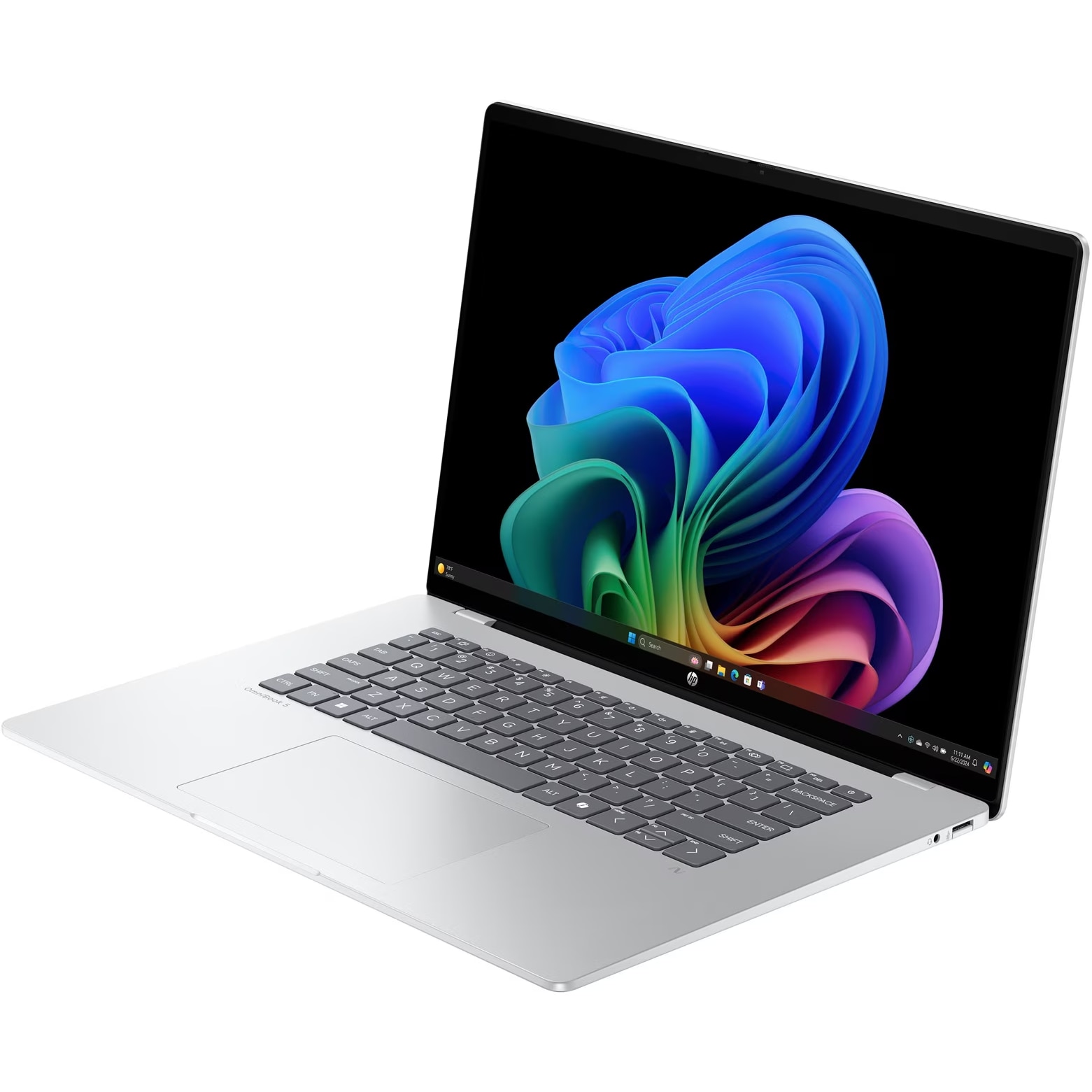 Laptop HP OmniBook 5 NG AI 16-bf0001nn cu procesor Qualcomm® Snapdragon X X1-26-100 pana la 2.97GHz, 16.0", 2K, 16GB DDR5 RAM, 1TB SSD, Qualcomm® Adreno™, Windows 11 Home, Glacier Silver