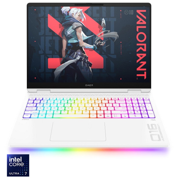 Лаптоп Gaming HP Omen 16-ah0010nn, Intel® Core™ Ultra 7 - 255HX до 5.2GHz, 16.0", 2.5K, 32GB DDR5 RAM, 1TB SSD, NVIDIA® GeForce RTX™ 5070 Ti 12GB GDDR7, Free DOS, Ceramic White