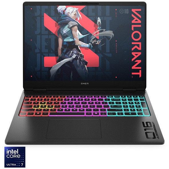 Laptop Gaming HP Omen 16-ah0021nn cu procesor Intel® Core™ Ultra 7 - 255HX pana la 5.2GHz, 16.0", 2K, 32GB DDR5 RAM, 1TB SSD, NVIDIA® GeForce RTX™ 5070 8GB GDDR7, Free DOS, Shadow