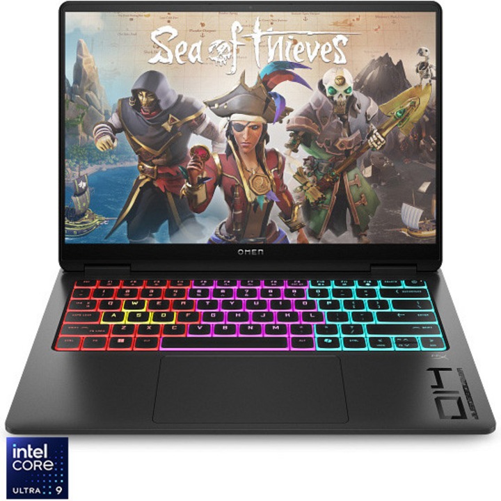 Laptop Gaming HP Omen 14-fb1003nn cu procesor Intel® Core™ Ultra 9-285H pana la 5.40 GHz, 14.0" TOUCH, 3K, 32GB DDR5 RAM, 1TB SSD, NVIDIA® GeForce RTX™ 5070 8GB GDDR7, Free DOS, Shadow Black