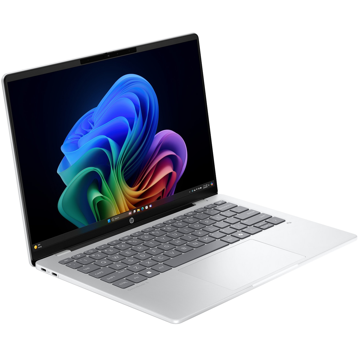 Laptop HP OmniBook 5 NG AI Quadro 25C2, cu procesor Snapdragon X X1-26-100 pana la 2.97 Ghz, 14" WUXGA OLED, 32 GB DDR5, 1TB SSD, Qualcomm® Adreno™ GPU, Windows 11 Home, Glacier Silver