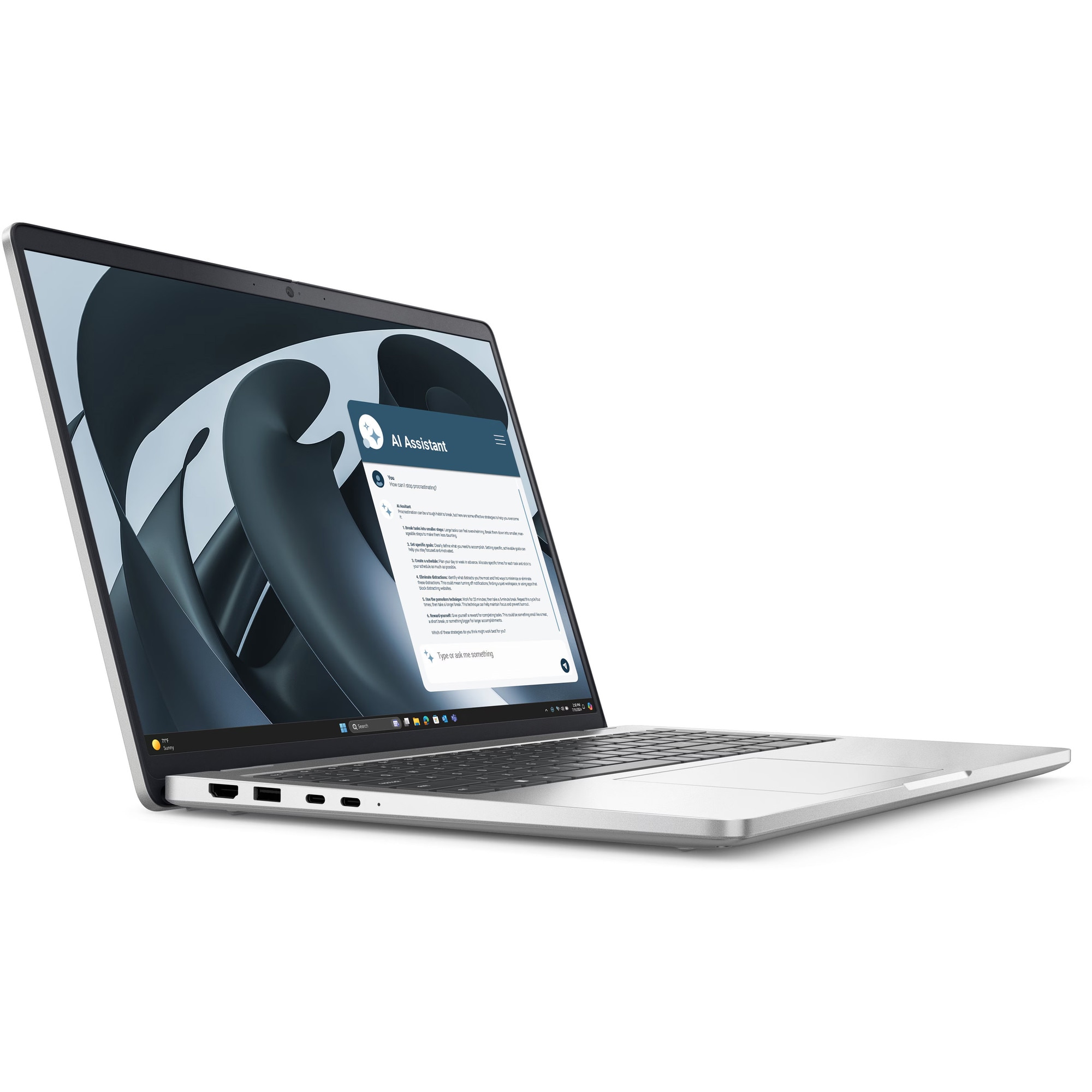 Laptop Dell Pro 16 PC16255 cu procesor AMD Ryzen AI 7 350 pana la 5.0Ghz, 16" Full HD+, 16GB DDR5 RAM, 512GB SSD, AMD Radeon 860M graphics, Windows 11Pro, Platinum Silver