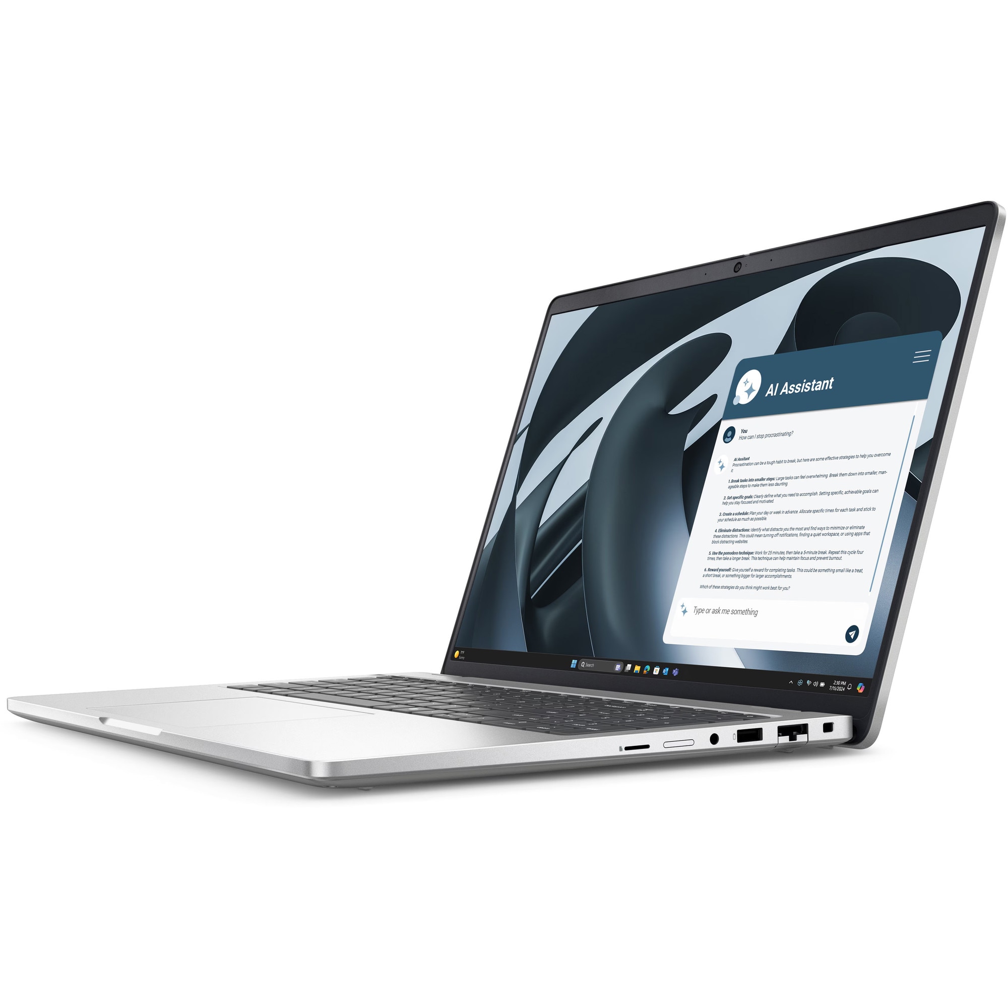 Laptop Dell Pro 16 PC16255 cu procesor AMD Ryzen AI 7 350 pana la 5.0Ghz, 16" Full HD+, 16GB DDR5 RAM, 512GB SSD, AMD Radeon 860M graphics, Windows 11Pro, Platinum Silver