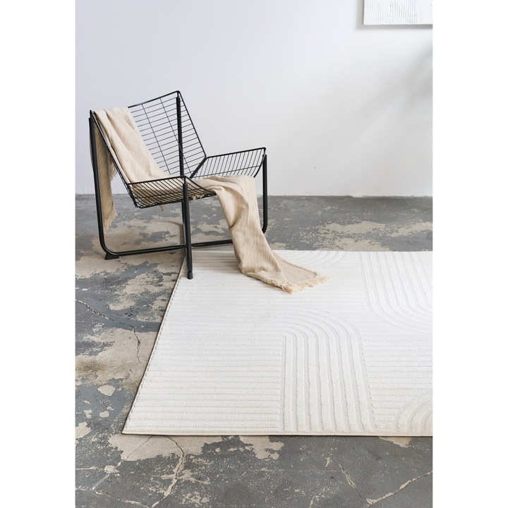 Covor, Tapiso, Hygge Square, 250 x 250 cm, Crem, Inaltime Fir 18 mm, OEKO-TEX, Pentru Living, Dormitor, Rezistent La UV, Rezistent La Pete, Lavabil, Usor de curatat, Rezistent La Intemperii, Impermeabil, Moale La Atingere