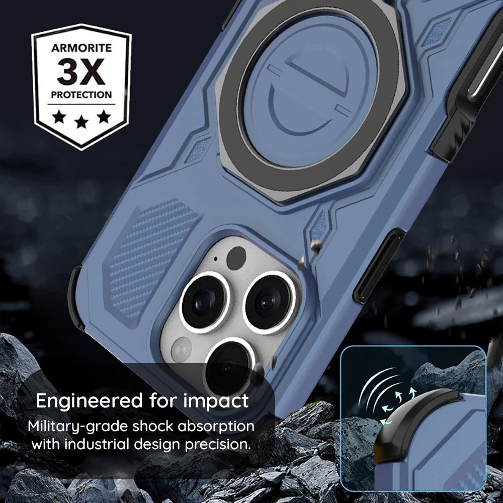 Husa antisoc pentru Xiaomi Redmi 15C 4G / Redmi 15C 5G / Poco C85 4G cu inel suport magnetic, Accesorio Carbon Shield PRO, Smoke Negru