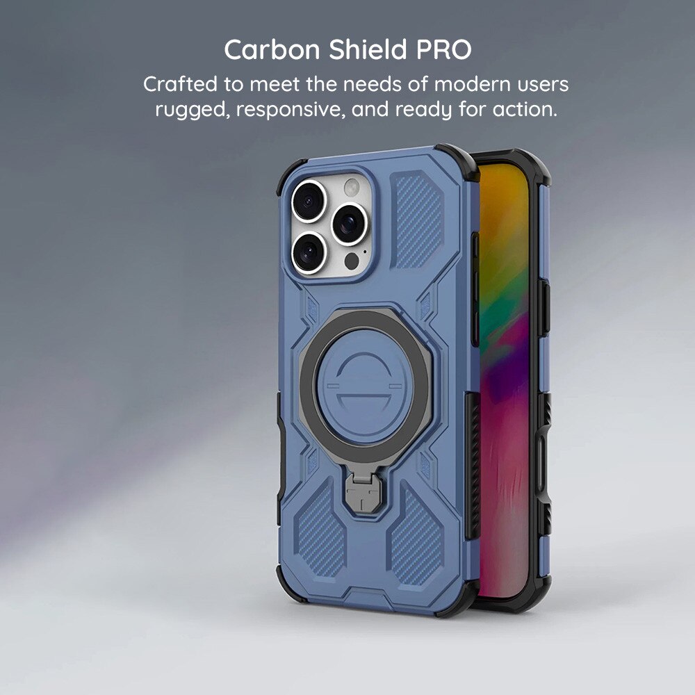 Husa antisoc pentru Xiaomi Redmi 15C 4G / Redmi 15C 5G / Poco C85 4G cu inel suport magnetic, Accesorio Carbon Shield PRO, Smoke Negru