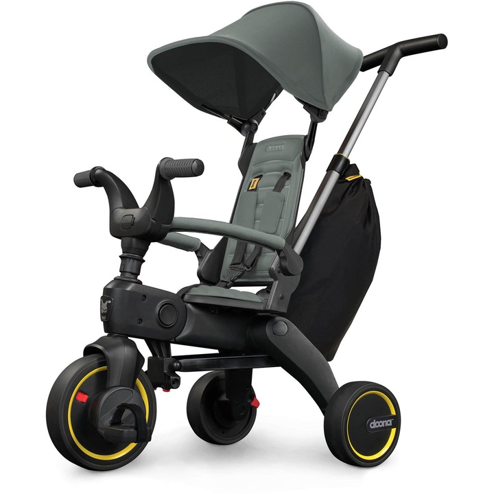Tricicleta Doona Liki Trike S3 5w1, compacta, Slate Green, negru/gri