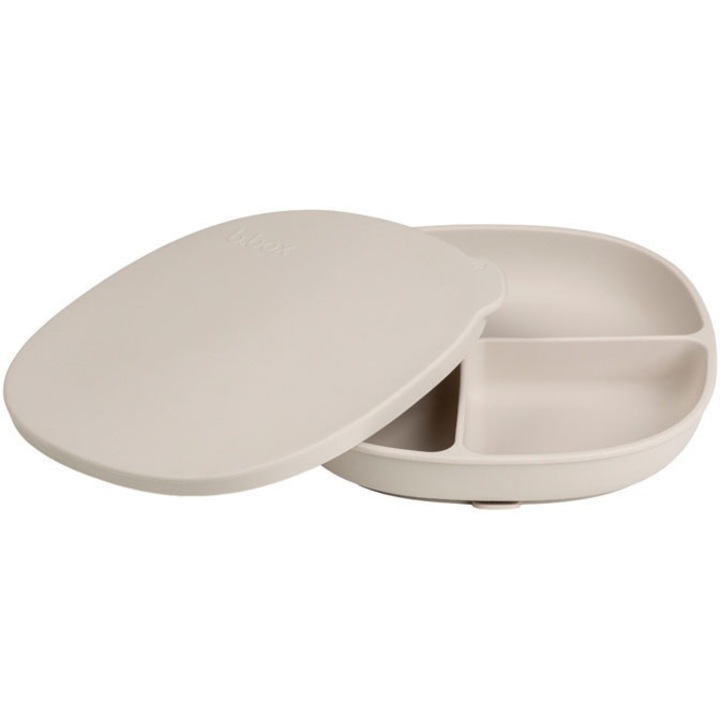 b.box szilikon tányér fedővel, 3 rekeszes, Latte, 20.7x20.7x5.3cm
