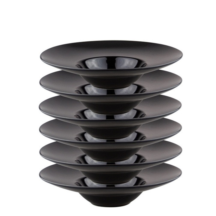 6 darabos gourmet porcelántányér készlet Pro Black 30 cm fekete