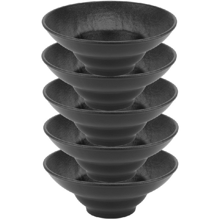 METEOR BLACK 6 db mély porcelántányér készlet 20x7, 5 cm, 800 ml