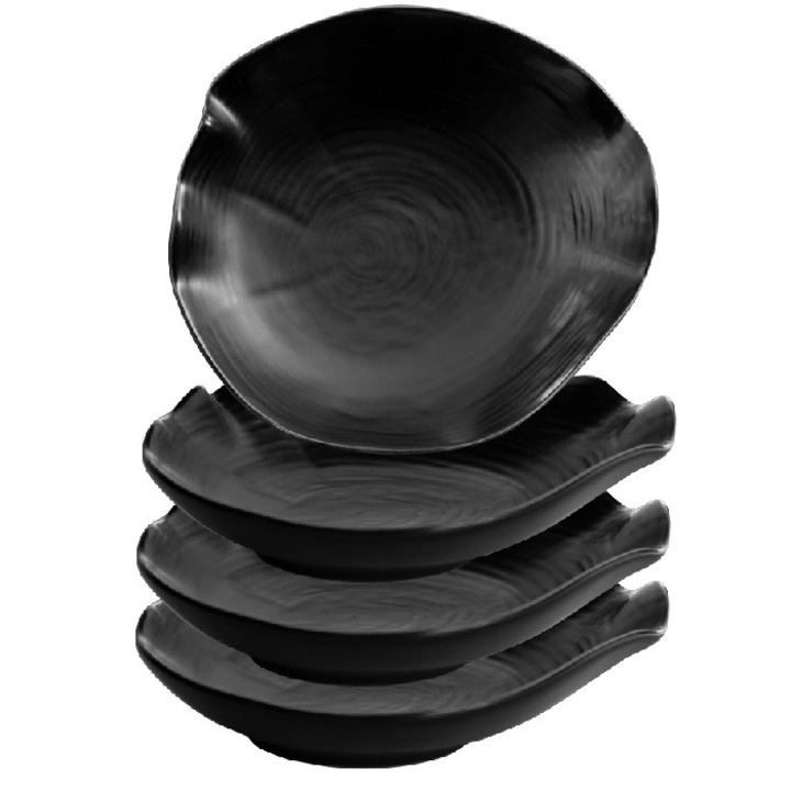 WILLOW BLACK 4 db-os mély porcelán tányérkészlet, 27 cm