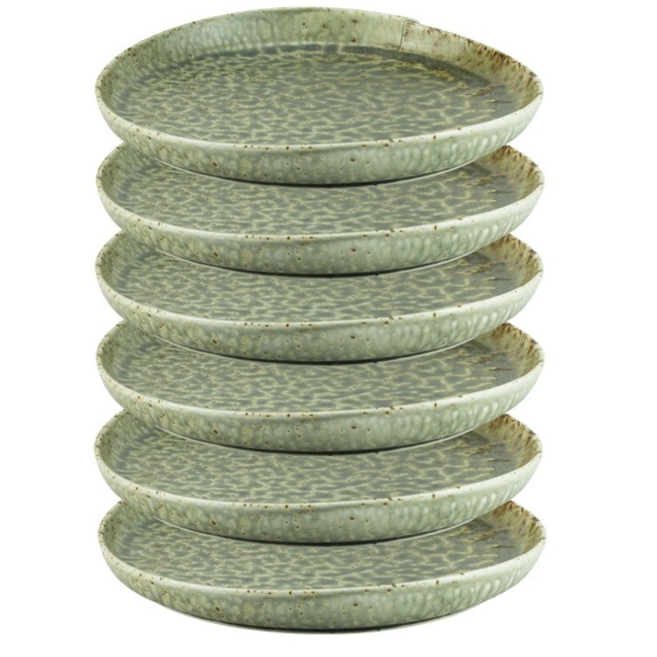 Hazel Green 6 darabos szegélyes tányérkészlet, porcelán 30, 5x3 cm