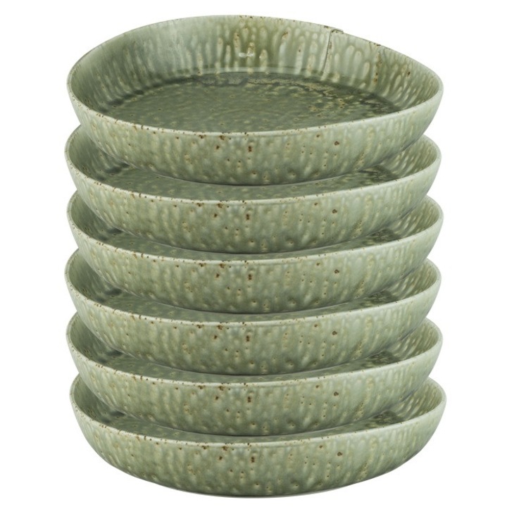 Hazel Green 6 darabos mély porcelán tányérkészlet 27x5, 7 cm