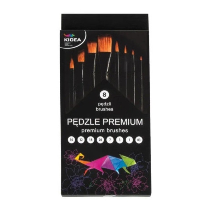 Set pensule premium 8 buc, KIDEA, acuarele, desen