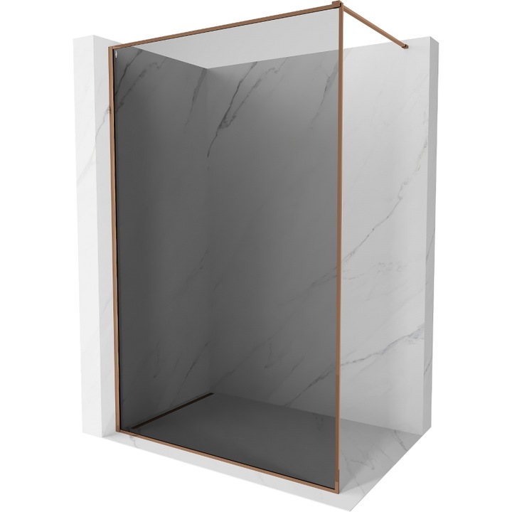 Mexen Kioto-F panou de dus Walk-in cu cadru 90 x 202 cm, grafit 8 mm, aur roz - 800-090-104-60-40