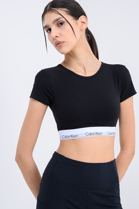 CALVIN KLEIN, Logós pamuttartalmú melltartó, Fekete