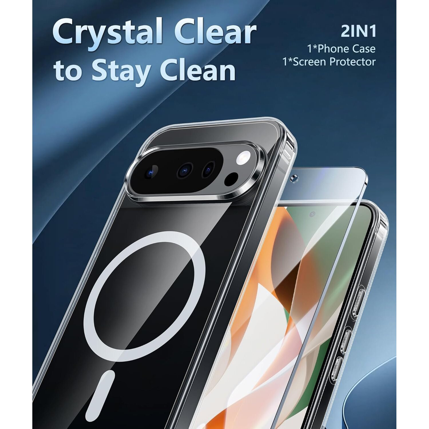 Carcasa pentru Google Pixel 10 Pro XL, transparenta, magnetica, cu protectie pentru ecran, subtire, anti-ingalbenire