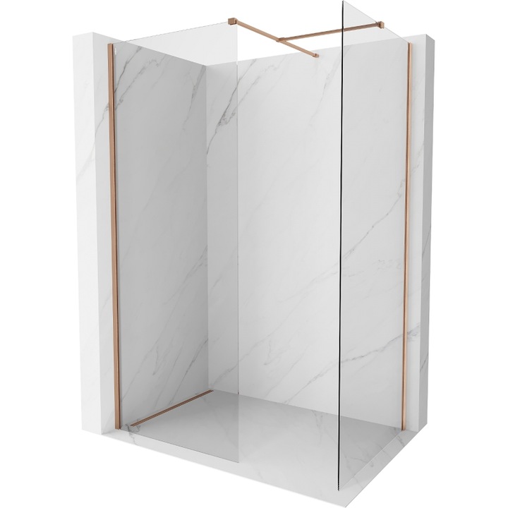 Perete de dus Mexen Kioto-X Walk-in 140 x 120 cm, transparent 10 mm, cupru periat - 800-140-202-65-00-120-X