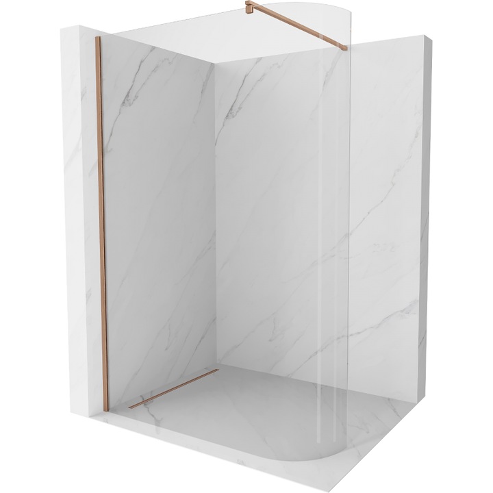 Mexen Kioto panou de dus curbat Walk-in 150 x 200 cm, transparent 8 mm, cupru periat - 800-150-101-65-06