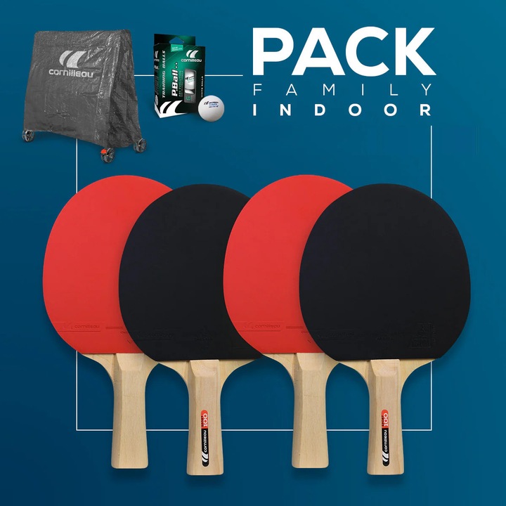 Cornilleau Family Indoor asztalitenisz csomag, 2 Perform 500 ütő, 1 Premium tok, 1 szett 6 P-ball labda