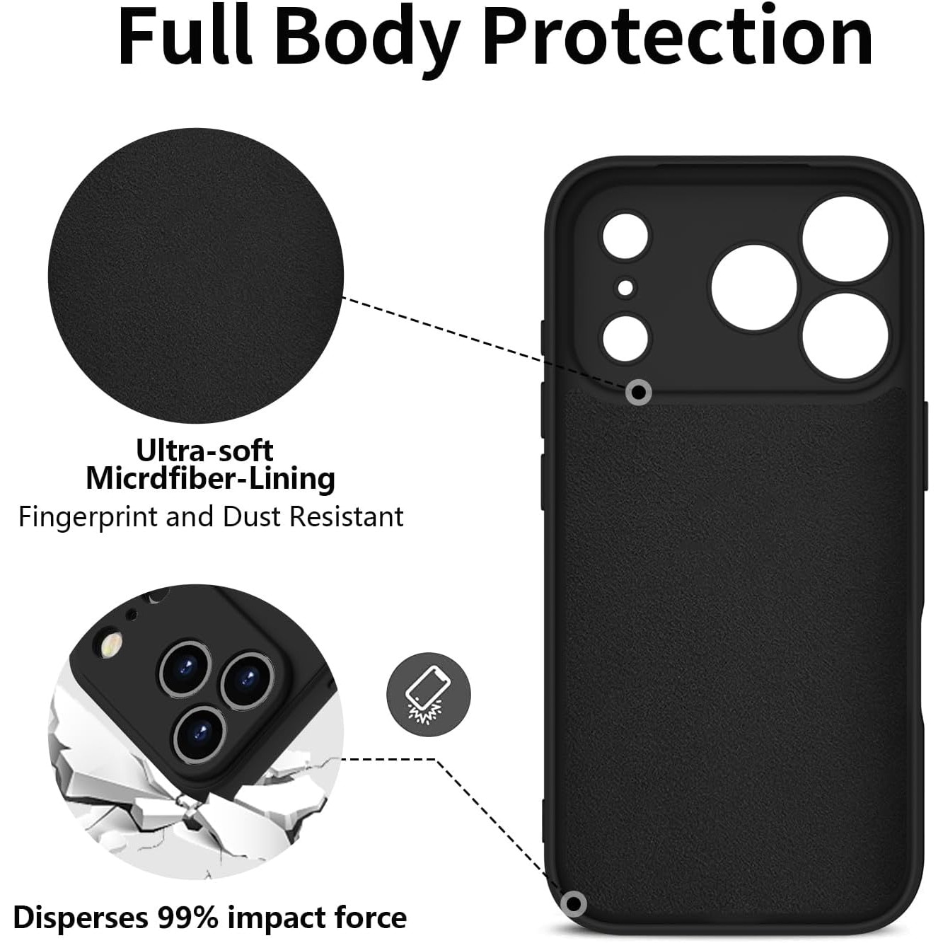 Husa Soft Touch, slim, ALC Mobile, anti soc, compatibila cu IPhone 17 Pro, Negru Tpu