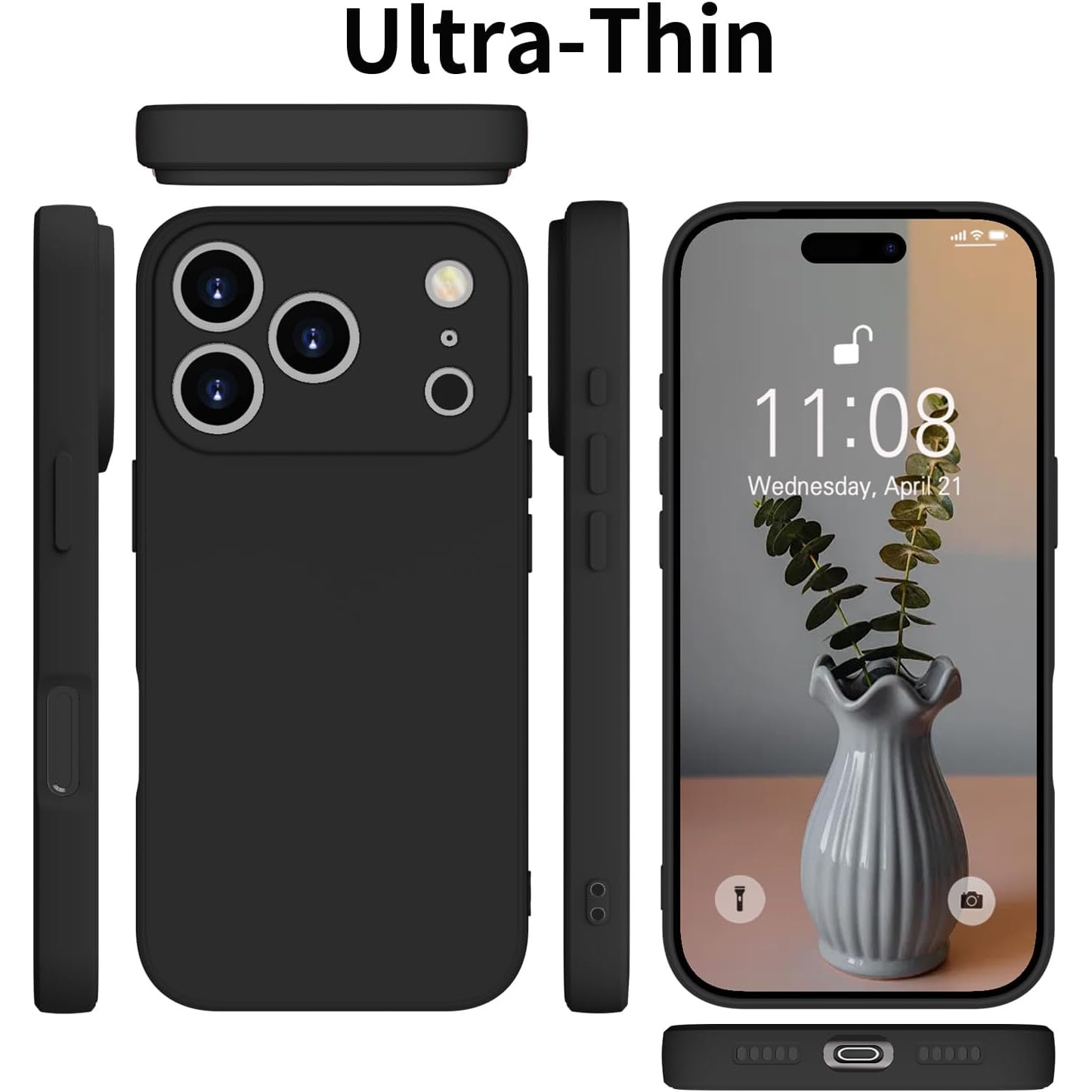 Husa Soft Touch, slim, ALC Mobile, anti soc, compatibila cu IPhone 17 Pro, Negru Tpu