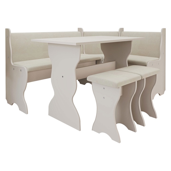 Coltare de bucatarie + Masa cu scaune Samot, MIRJAN 24, casmir + bej