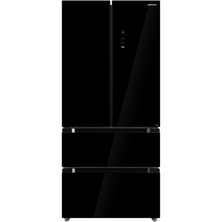 Combina frigorifica FRENCH DOOR HENNER HCFD-M516INVHGBKE++, NO FROST, 516 L , Clasa E, COMPRESOR INVERTER, Display LED touch, Tehnologie inoxcool, Compartiment cu temperatura variabila, Functie super racire/super congelare, Negru