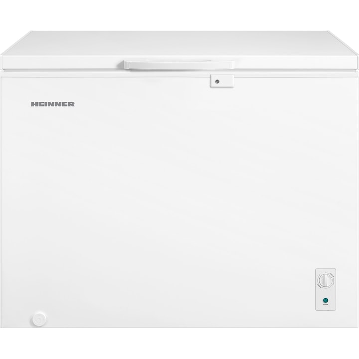 Фризерна ракла Heinner HCF-M293INVCE++, 293 л, Клас E, Конвертируем хладилник/фризер, Инверторен компресор, Механичен контрол, Регулируем термостат, LED осветление, Външна дръжка с ключалка, 2 кошници, Бял