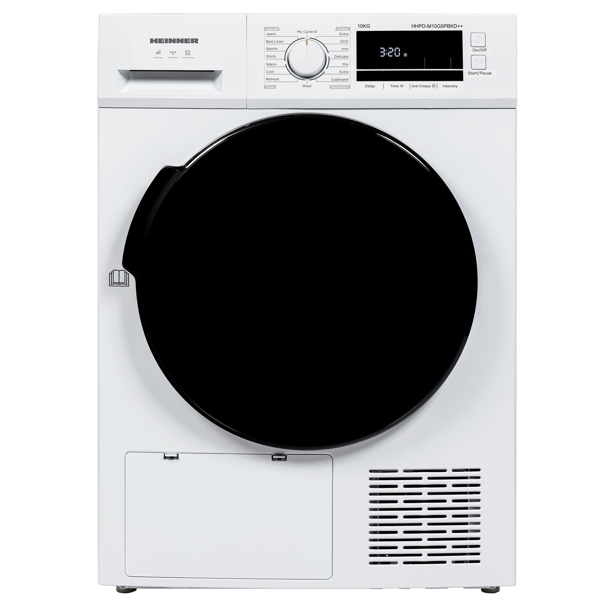 Uscator cu pompa de caldura HEINNER HHPD-M10G5PBKD++, 10 KG, Clasa D, 16 programe de uscare, Display LED, Functie anti-sifonare, Indicator curatare filtru scame, Indicator rezervor