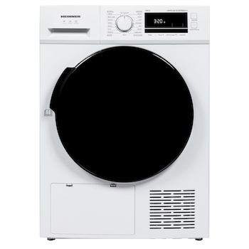 Uscator cu pompa de caldura HEINNER HHPD-M10G5PBKD++, 10 KG, Clasa D, 16 programe de uscare, Display LED, Functie anti-sifonare, Indicator curatare filtru scame, Indicator rezervor colectare apa plin, Blocare acces copii, Alb