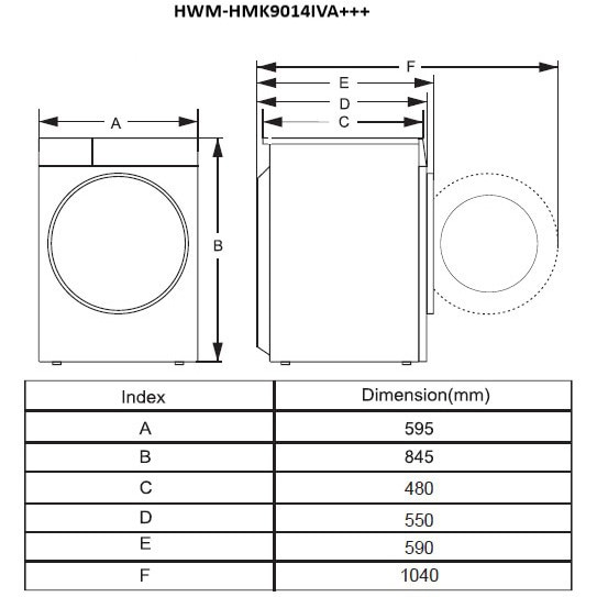 Masina de spalat rufe HEINNER HWM-HMK9014IVA+++, 9 KG, 1400 RPM, Clasa A, MOTOR INVERTER, Control touch, Display digital, Program Allergy steam, Alb