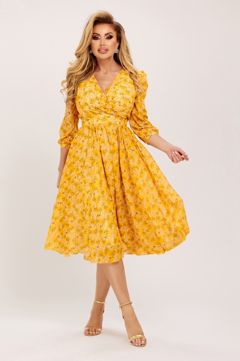 Рокля миди щампован воал, XS