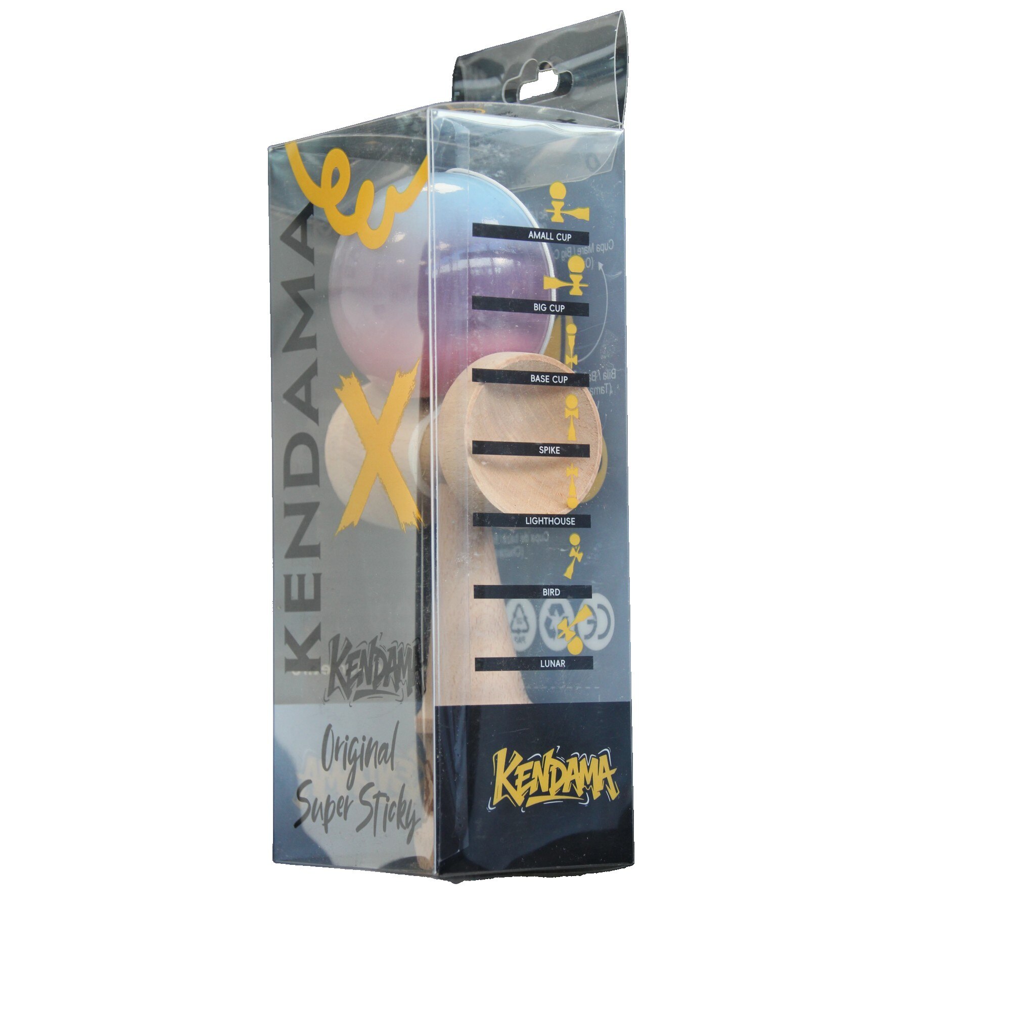 Kendama X Originala, Profesionala, Flippy, Super Sticky din Lemn
