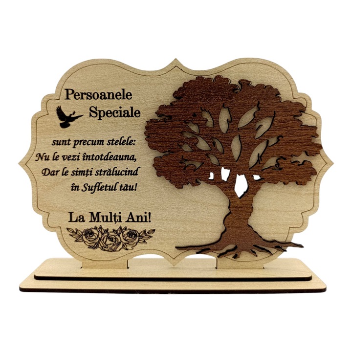 Tablou din Lemn - Cadou Personalizat pentru Familie/Prieteni – 30x20 cm, crem
